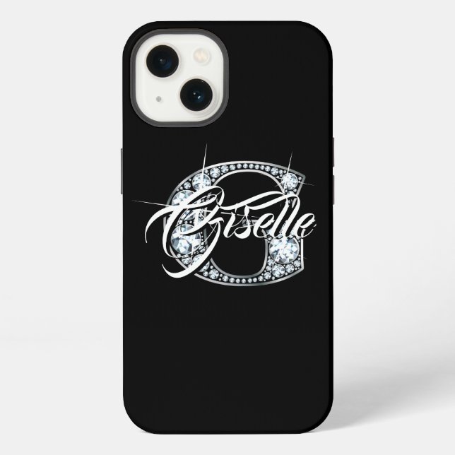 G Faux Diamond Bling Monogram iPhone Case (Back)