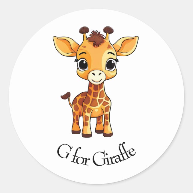 G for Giraffe Classic Round Sticker (Front)