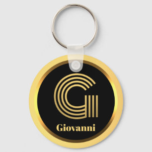 G Gold Monogrammed Letter Personalised Keychain