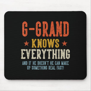 G-grand knows everything father's day retro mouse mat