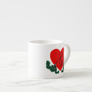 G in a heart ( customisable) espresso cup