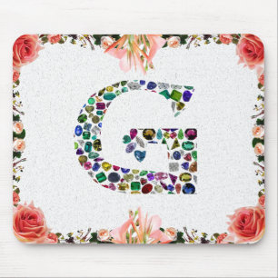 G Initial Gemstone Design Mouse Mat