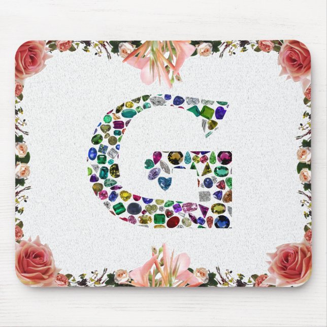G Initial Gemstone Design Mouse Mat (Front)