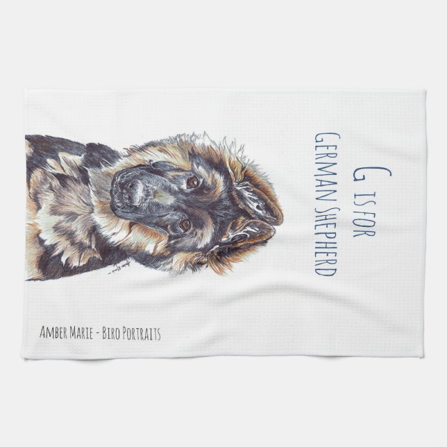 G is for German Shepherd Tea Towel (Horizontal)