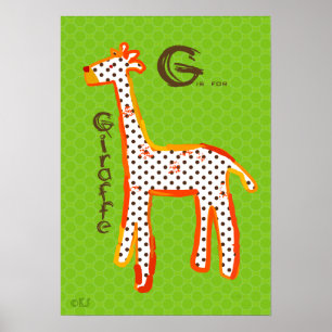 'G is for giraffe' digital painting poster