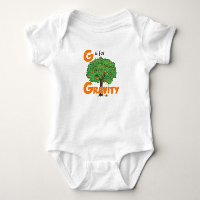 G is for Gravity Cute Physics & Science Design Baby Bodysuit (Front)