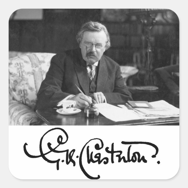 G. K. Chesterton at Work Square Sticker (Front)