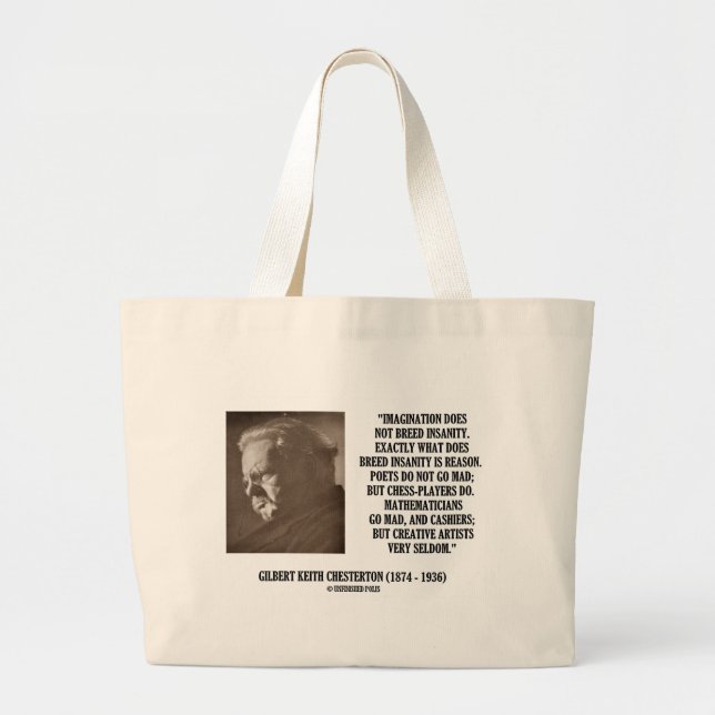 G.K. Chesterton Imagination Insanity Creative Large Tote Bag (Front)