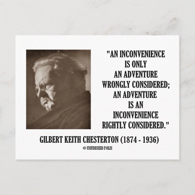 G.K. Chesterton Inconvenience Adventure Considered Postcard (Front)