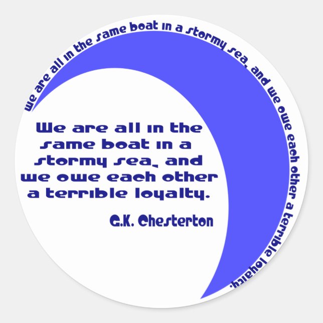 G. K. Chesterton Stormy Sea Classic Round Sticker (Front)