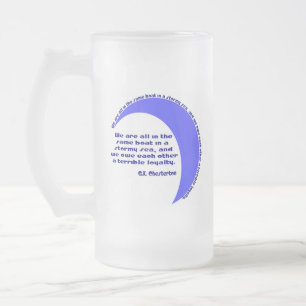 G. K. Chesterton Stormy Sea Frosted Glass Beer Mug