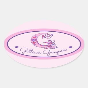 G letter monogram custom girls name pink stickers