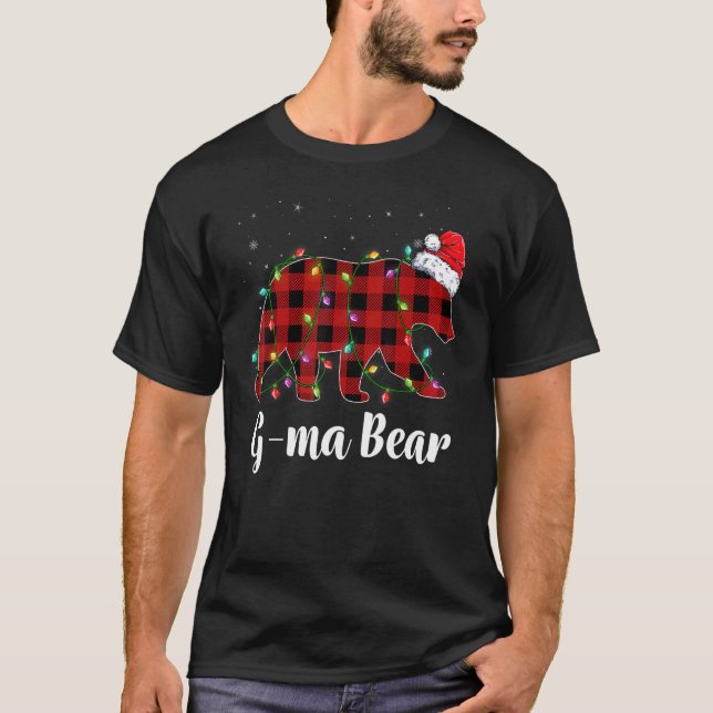 G ma Bear Buffalo Red Plaid Matching Family Christ T-Shirt (Front)