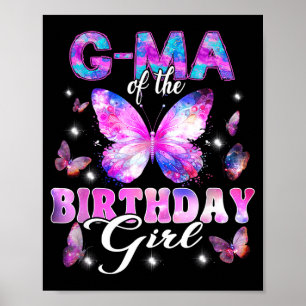 G ma of the birthday girl butterfly family poster