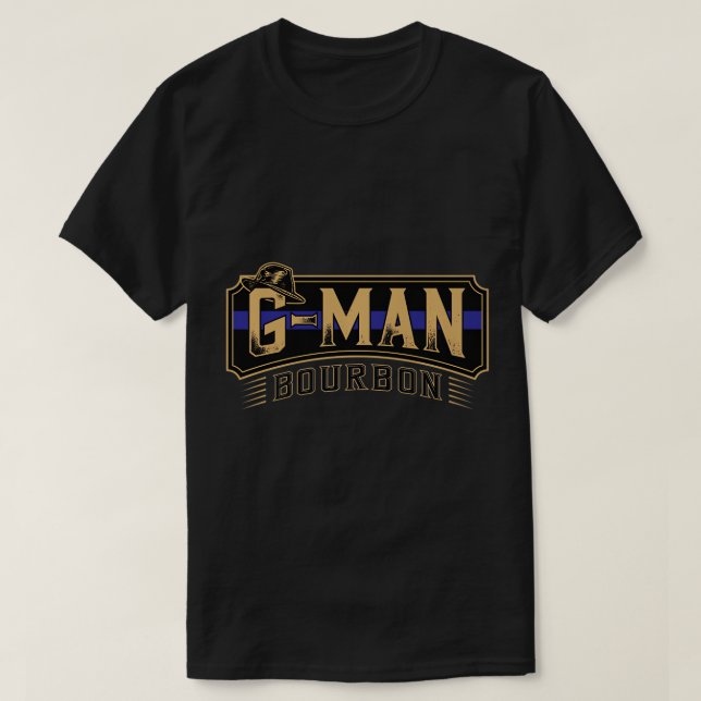 G-Man Bourbon with Fedora Premium T-Shirt (Design Front)