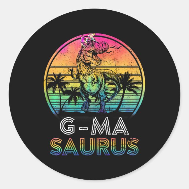 G-masaurus Dinosaur G-ma Saurus Family Matching Ti Classic Round Sticker (Front)