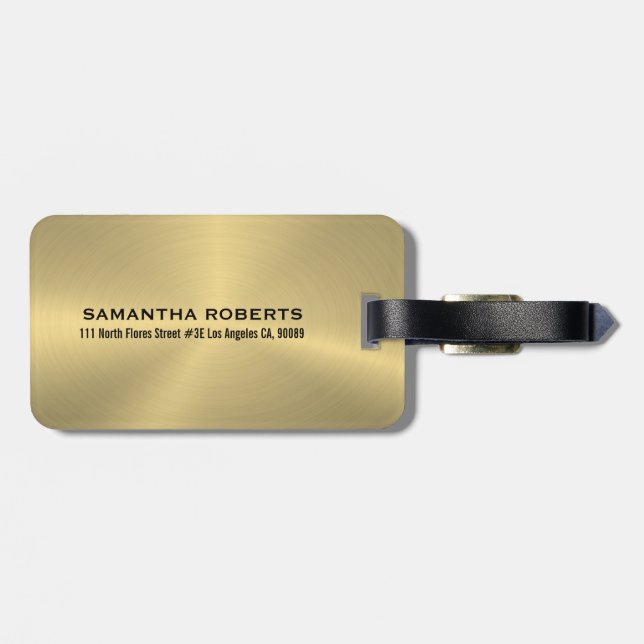 G Metallic Design Stainless Steel Look Luggage Tag (Back Horizontal)