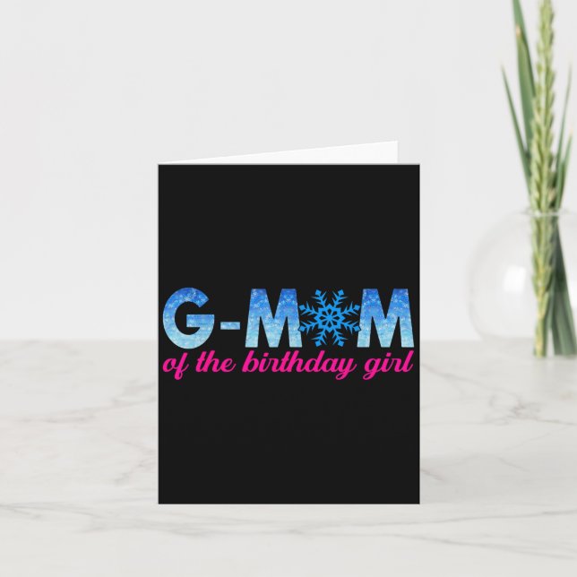G Mom Of The Birthday Girl Snowflakes Themed Match Card (Front)
