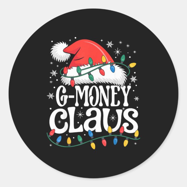 G-money Claus Funny Xmas Christmas Grandma Holiday Classic Round Sticker (Front)