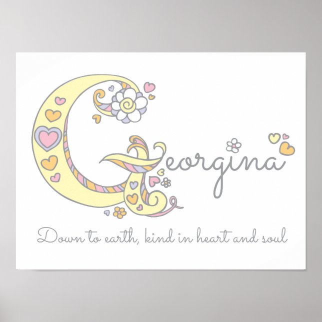 G monogram art Georgina girls name meaning poster (Front)