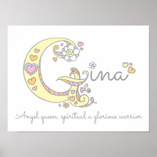 G monogram art Gina girls name meaning poster