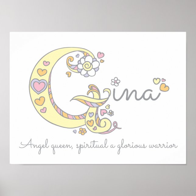 G monogram art Gina girls name meaning poster (Front)