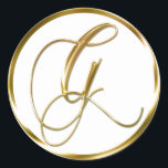 G Monogram Faux Gold Envelope Or Favour Seal<br><div class="desc">G Monogram Faux Gold Envelope Or Favour Seal. These classic round stickers are printed with non metallic ink on a flat sticker to look like gold. They are not beveled or embossed monograms but are designed to look like they are beveled or embossed monograms. These gold monogram seals are printed...</div>