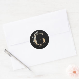 G Monogram Floral Personalised Classic Round Sticker