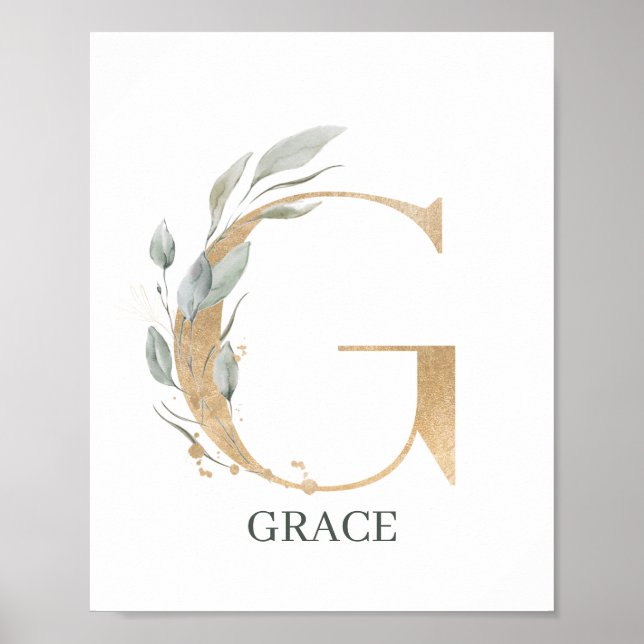 G Monogram Floral Personalised Poster (Front)