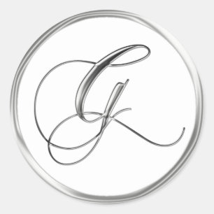 G Monogram Letter Sliver On White Wedding Seal