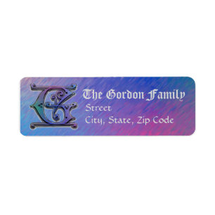 G Monogram "Old World Blue" design Address Labels