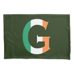 G Monogram overlaid on Irish Flag bedpccn Pillowcase
