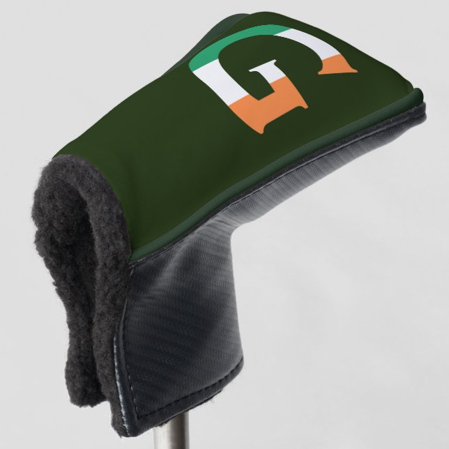 G Monogram overlaid on Irish Flag pccnt Golf Head Cover (3/4 Front)