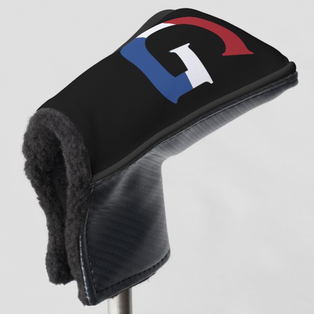 G Monogram overlaid on NLD Flag on bk pccnt Golf Head Cover (3/4 Front)