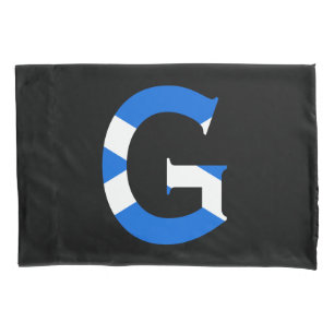 G Monogram overlaid on Scottish Flag bedpccn Pillowcase