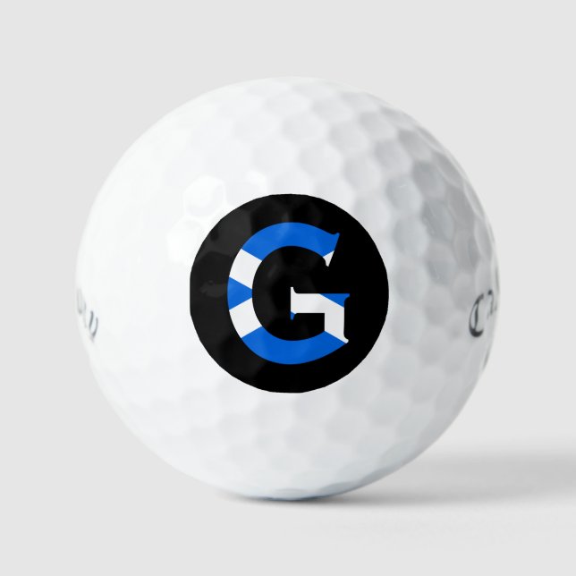 G Monogram overlaid on Scottish Flag css gbcnt Golf Balls (Front)