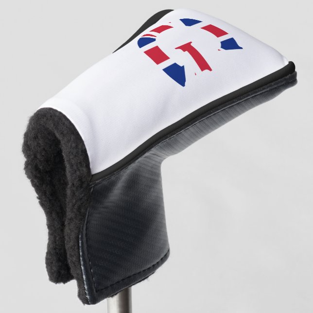 G Monogram overlaid on Union Jack Flag pccnt Golf Head Cover (3/4 Front)