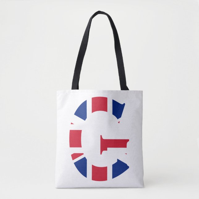 G Monogram overlaid on Union Jack Flag stcnt Tote Bag (Front)