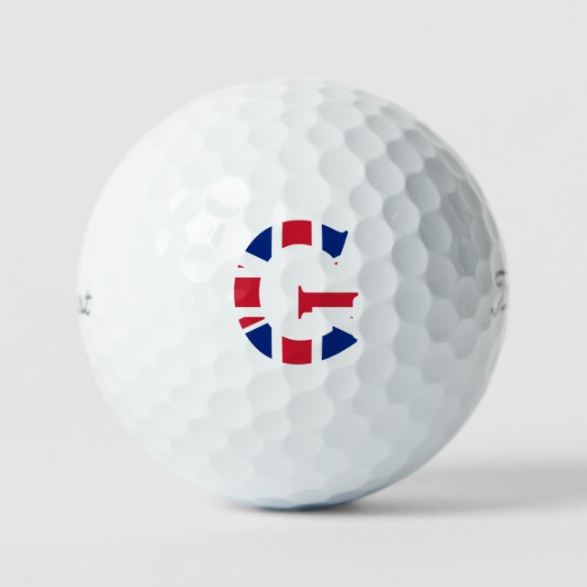 G Monogram overlaid on Union Jack Flag tpv1 gbcnt Golf Balls (Front)
