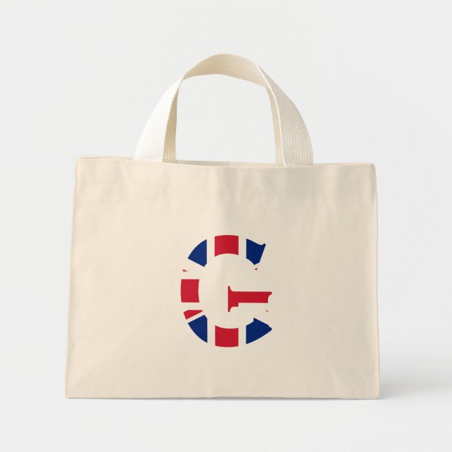 G Monogram overlaid on Union Jack Flag ttcnt Mini Tote Bag (Front)