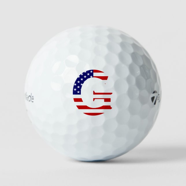 G Monogram overlaid on USA Flag tmtp5 gbcnt Golf Balls (Front)