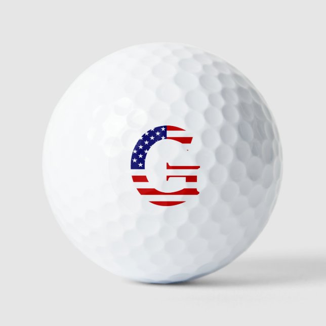 G Monogram overlaid on USA Flag va gbcnt Golf Balls (Front)