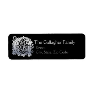 G Monogram "Silver Lace" design Address Lables