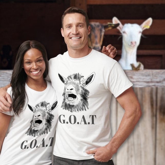 G.O.A.T Funny Screaming Goat Drawing Quote T-Shirt (G.O.A.T greatest of all time quote funny screaming goat animal art T-shirt )