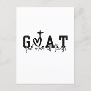 G.O.A.T God Over All Things Christian Jesus Announcement Postcard