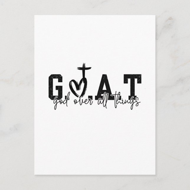 G.O.A.T God Over All Things Christian Jesus Holiday Postcard (Front)