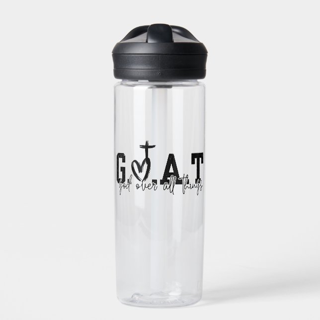 G.O.A.T God Over All Things Christian Jesus Water Bottle (Front)