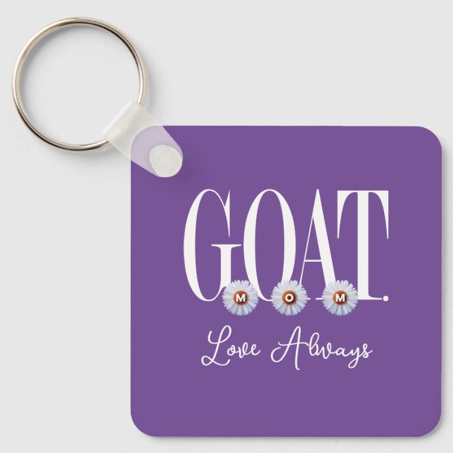 "G.O.A.T. MOM" With Daisies Art Key Ring (Front)