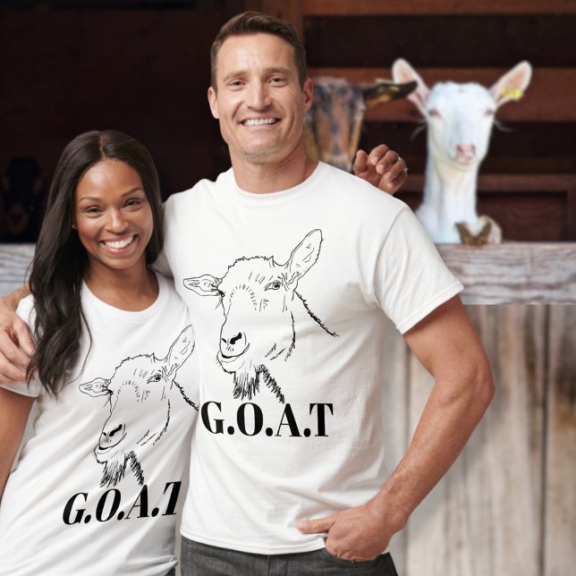  G.O.A.T Quote Funny Goat Drawing T-Shirt (G.O.A.T greatest of all time quote with funny goat simple animal art black and white t-shirts )