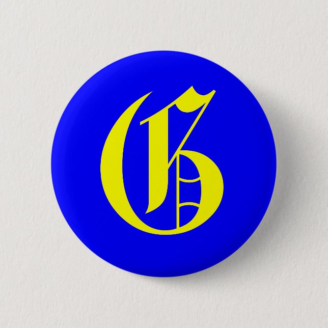 G - OLD ENGLISH 6 CM ROUND BADGE (Front)